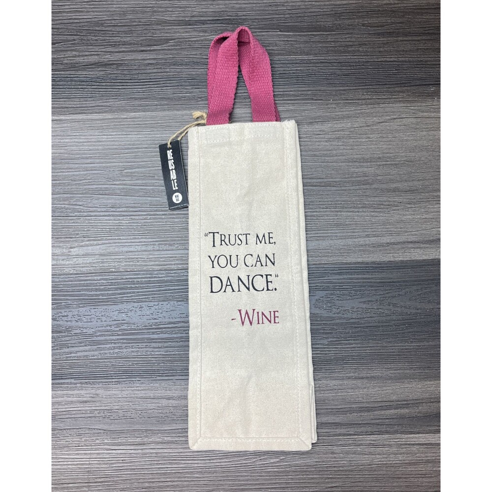 Reusable Canvas Fabric Wine Bag 4"x4"x14"